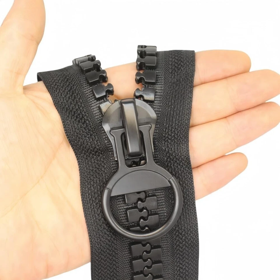 20 cremalleras de plástico súper grandes (enormes) negras de alta resistencia por yarda a granel 2 Foto 2 de 4