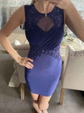 Lipsy Navy Bodycon Dress Size 14 Lace Sequin Occasion Party Wedding Occasion