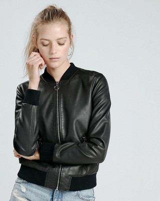 lightweight leather bomber jacket