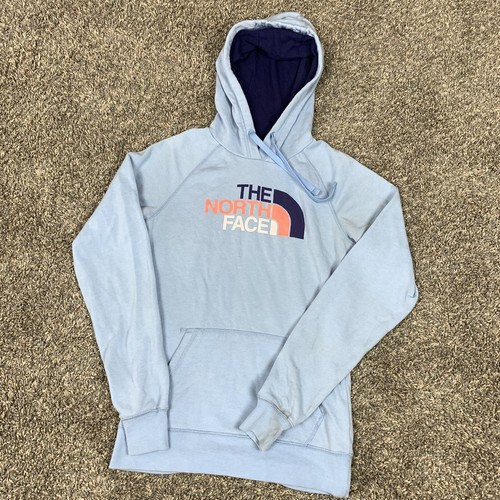 North Face Hoodie Womens Small Long Sleeve Drawstring Pullover Light Blue Ebay