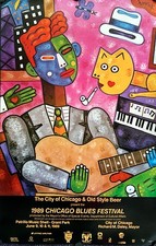 CHICAGO BLUES FESTIVAL 1989 ORIGINAL POSTER 36 1/4" X 23 1/2" MINT ROLLED
