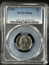 1963  5C Jefferson Nickel PCGS MS66  38703527