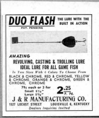 1964 Print Ad Duo Flash Fishing Lures with Built in Action J&R Mfg Louisville,KY