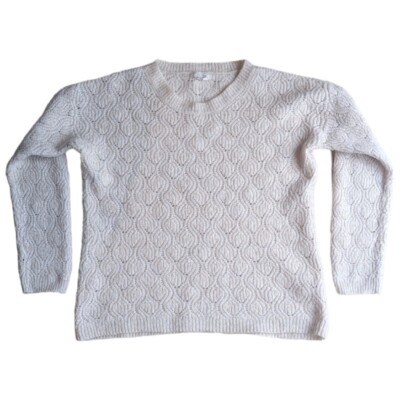 Fat Face Strick Damen Pullover Größe 10 Elfenbein Beige Passe Ausgezeichnete Wollmischung 