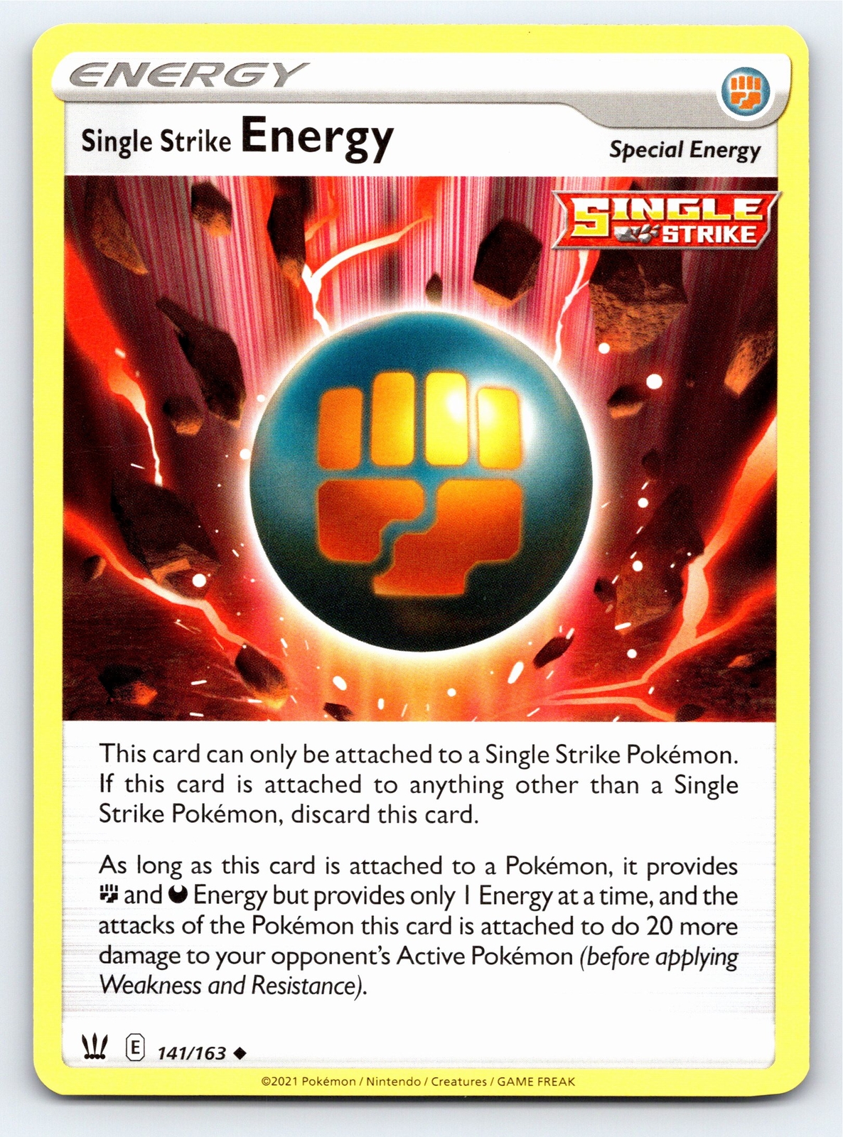 Single Strike Energy 141/163 Uncommon Battle Styles Pokemon Card - NM