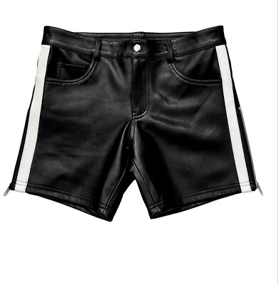 Genuine Leather Black Sheepskin Handmade Stylish Comfortable  Men's Shorts