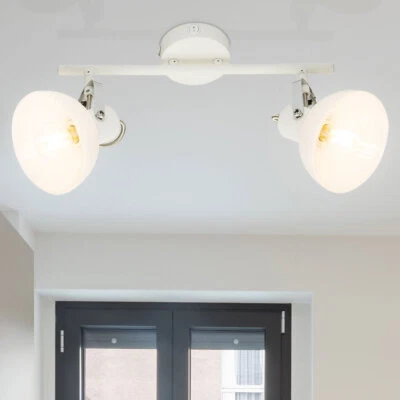 Luminaire de Plafond Sommeil Chambre Verre Mur Lumière Blanc Chrome Spot Mobile - Photo 1/4
