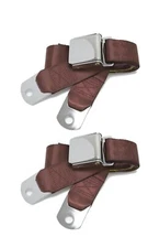 CHROME LATCH BURGANDY LAP SEAT BELTS MUSCLECAR HOTROD RESTOMOD TRUCK PAIR LH&RH