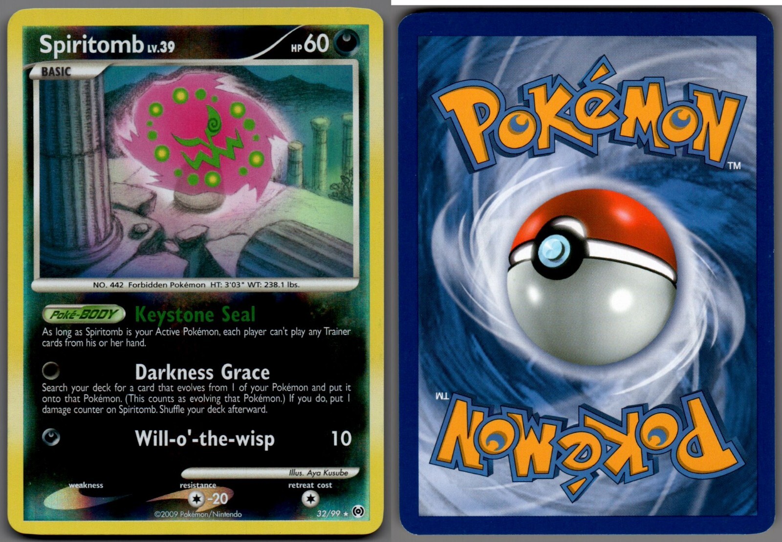 2009 Pokemon, Platinum Arceus, #32/99 Spiritomb Lv. 39, Reverse Holo Rare