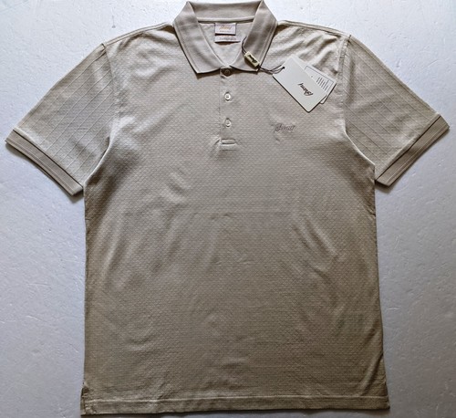 BRIONI MENS ECRU POLO T-SHIRT SIZE L