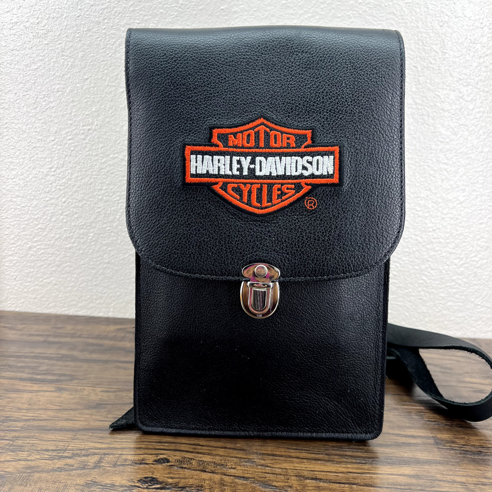 Harley Davidson Bag Black Leather Small Backpack Push… Gem