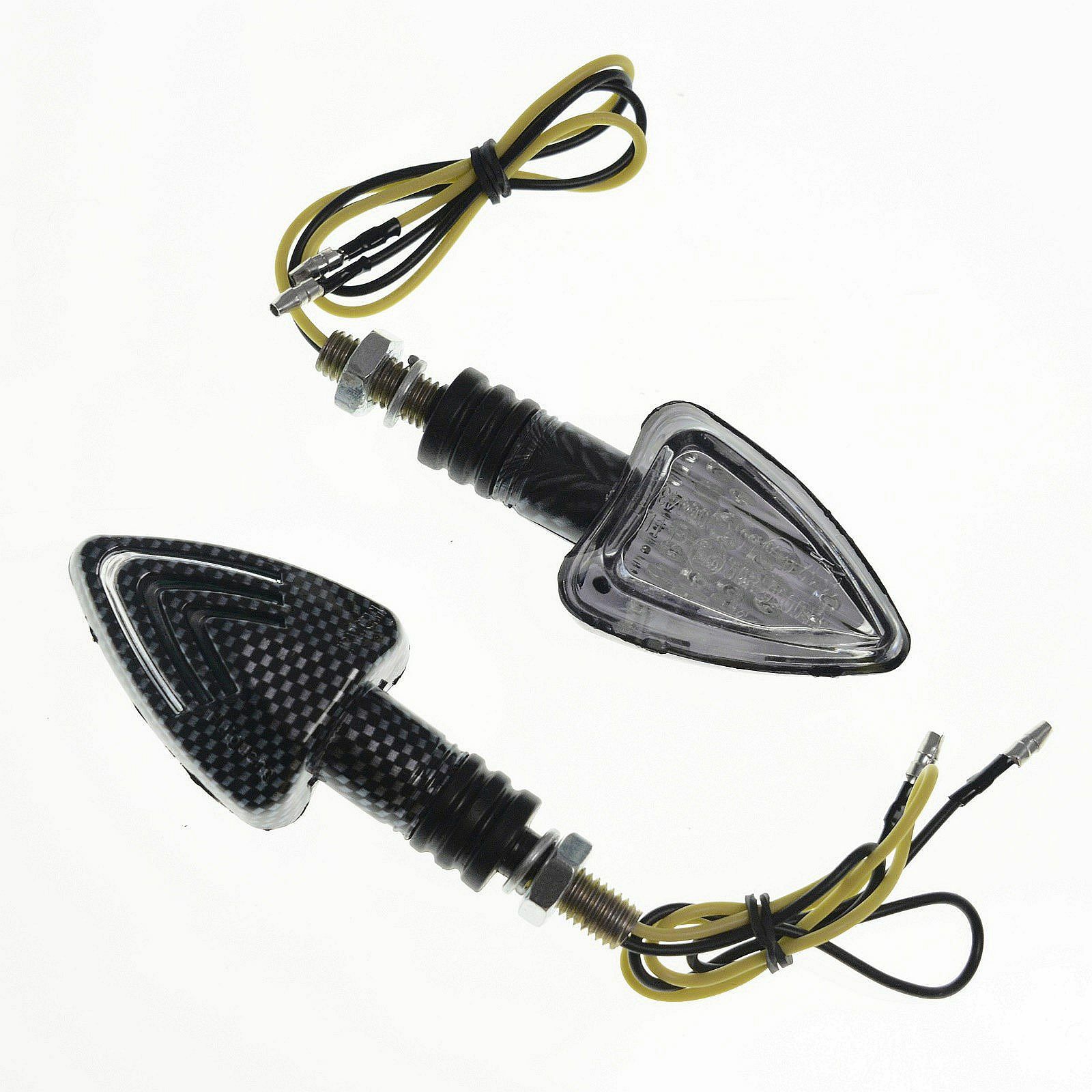 Universal Pair Motorcycle Indicators LED Motorbike Scooter Clear Lens Carbon