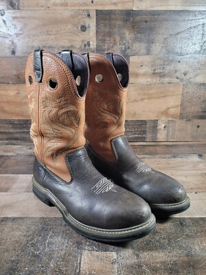 Mens Wolverine Multishox Steel Toe Brown Leather Cowboy  display picture 3