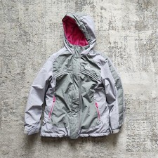 Gerry Girls Medium 10-12 Gray Hooded Winter Coat Zip Up Ski Snowboard Reflective