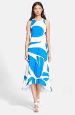 New! $595 Alice + Olivia 'Dee' Print T-Back Midi Dress Size L