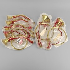 Vintage Brass French Horn Christmas Lot Of 7 2-13 5-10