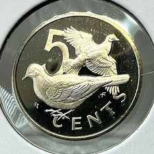 1974 BRITISH VIRGIN ISLANDS  5 CENTS PROOF BRILLIANT UNCIRCULATED COIN