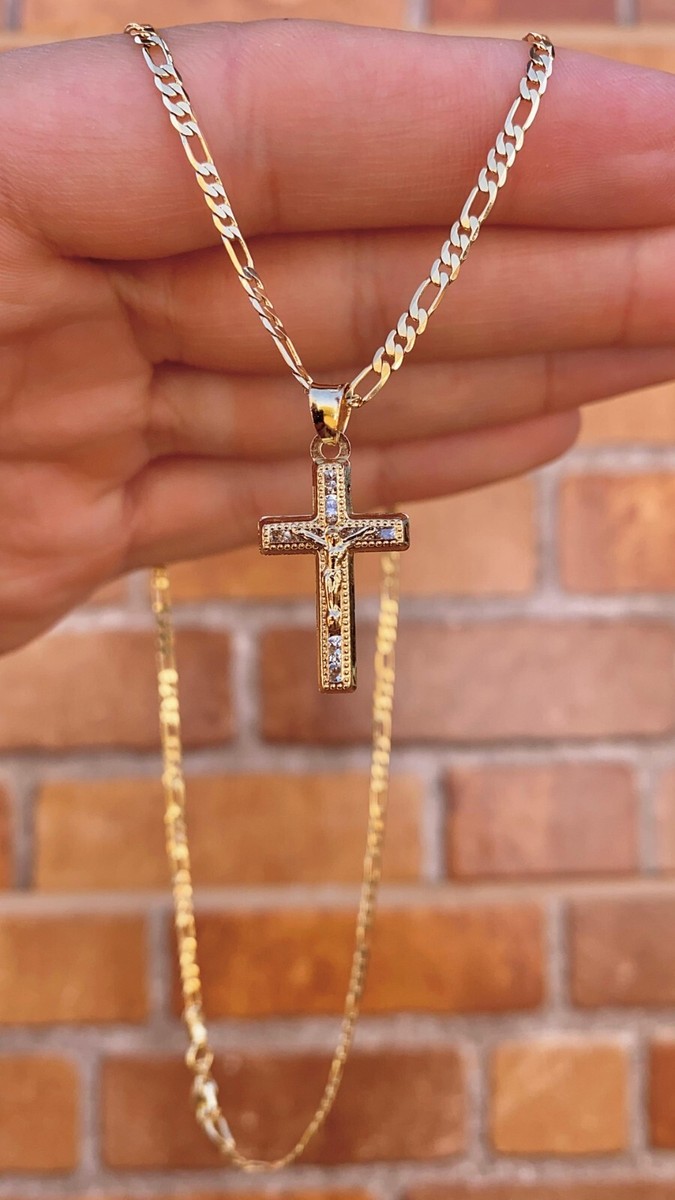 アクセサリー USED Cross Chain Necklace CZ Cross Necklace for Womens Mens Crucifix Charm Pendant