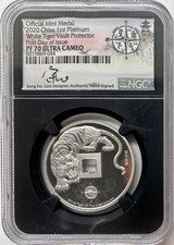 2020 China Platinum 1oz. White Tiger Vault Protector NGC PF-70 UCAM FDI 4490.00 per troy oz