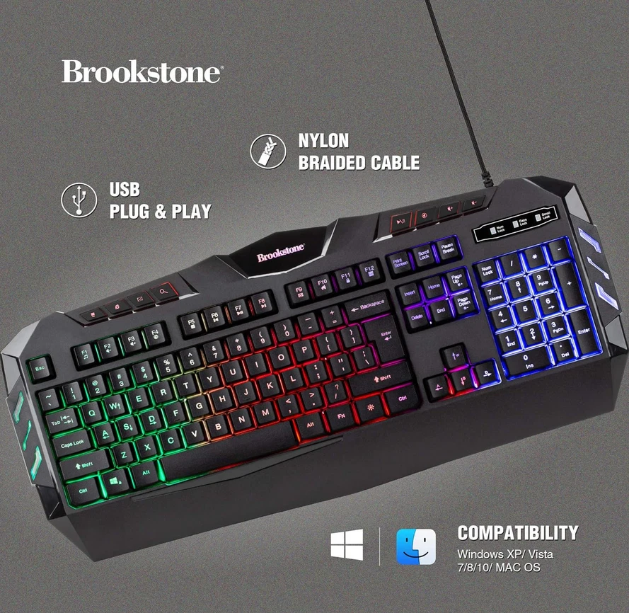 Brookstone USB Wired Gaming Keyboard with Multi-Color LED Backlit Keys - Image 3 of 3