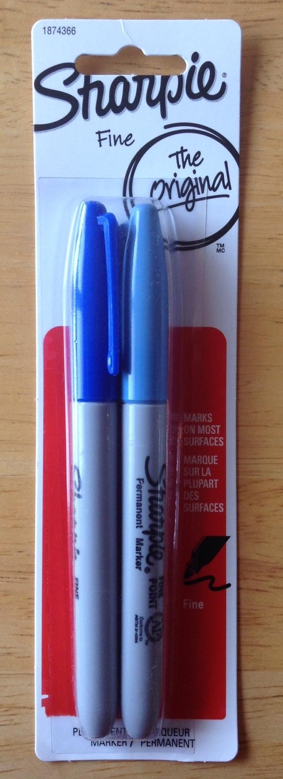 2 Pk Sharpie Permanent Marker Pens ~ Fine Point/Tip ~ Blue Ice & Bright Blue