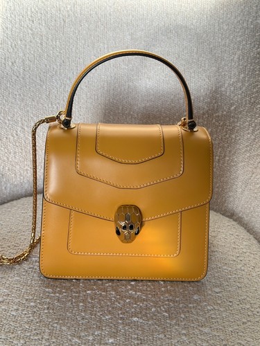Bolso Bandolera de Cuero Bvlgari Serpenti Forever Asa Superior Amarillo Azafrán £2730 Reino Unido - Imagen 5 de 20