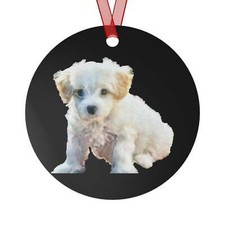 Bichon Frise Christmas Tree Metal Ornaments