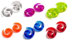 6 PAIR Color Ear Spirals Gauges Pinchers Taper Stretching Kit 0g 2g 4g 6g 8g 12g