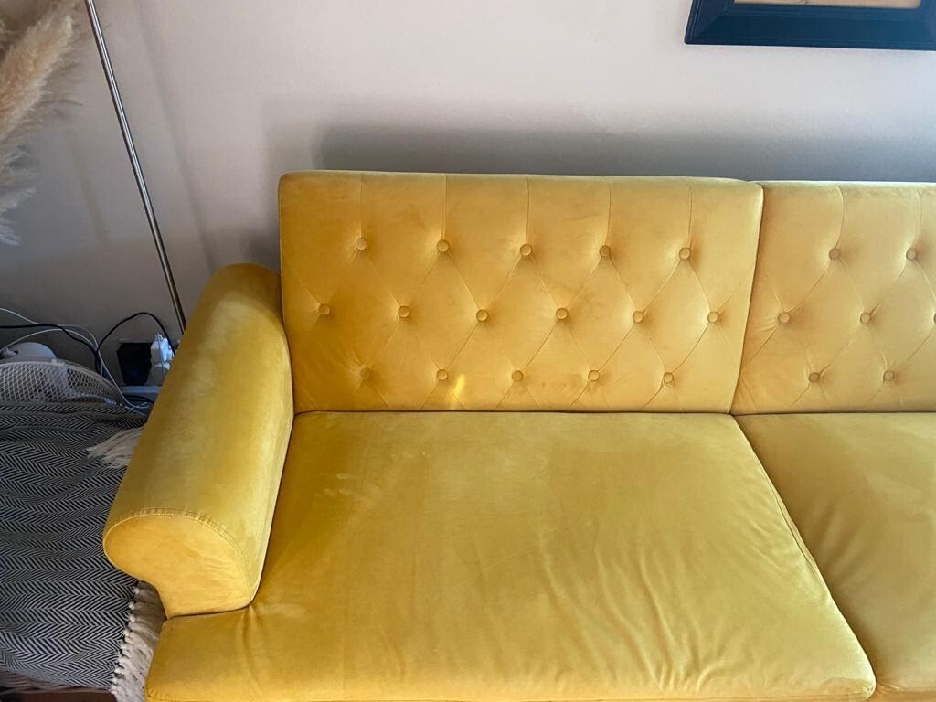 3 seater Chesterfield Sofa Bed Mustard Yellow velvet eBay