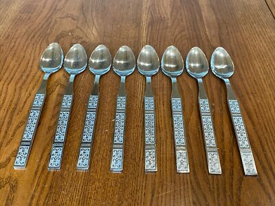 #ad UNUSED Lot 8 International Insilco Rogers Stainless MCM INS201 Iced Tea Spoons $13.49