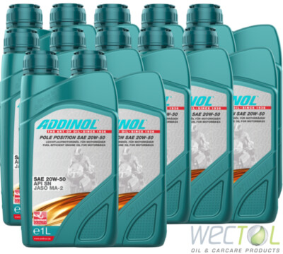 12x1 Liter Addinol Pole Position SAE 20W-50 4 Takt Motorenöl Motorradöl
