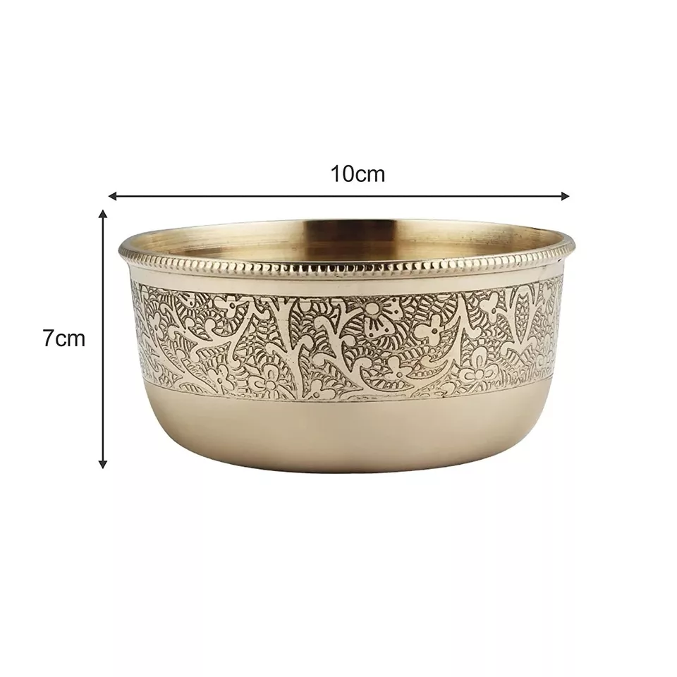 Indian Brass Floral Bowl | Katori - 150 ml - Image 3 of 4