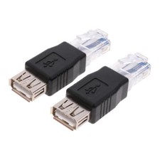 2Pcs USB Female Plug to Ethernet LAN Male Network Adapter