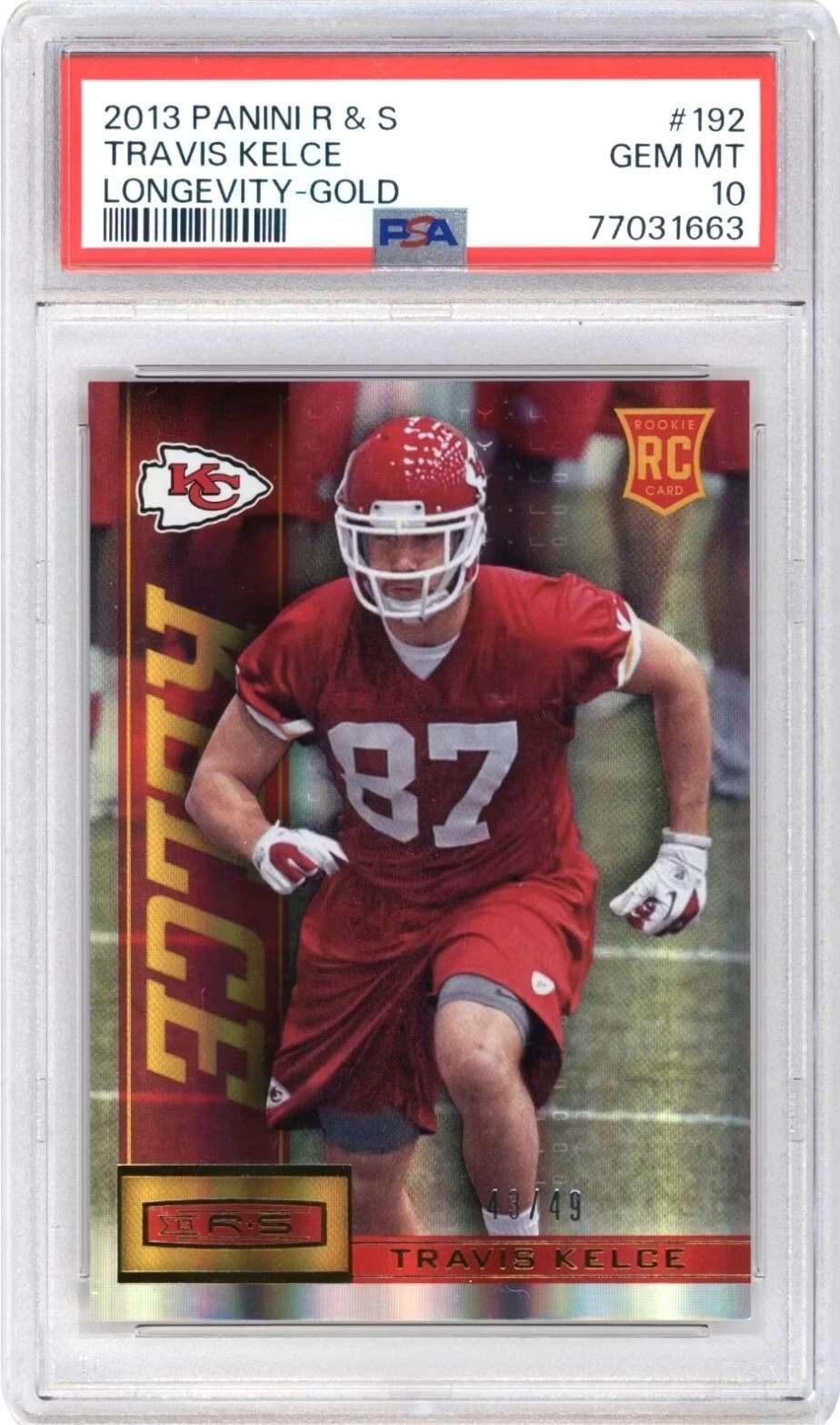 Travis Kelce Panini Rookies & Stars #192 Longevity-Gold
