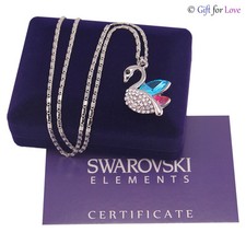 Collana donna oro bianco Swarovski Element originale G4Love cristalli cigno swan
