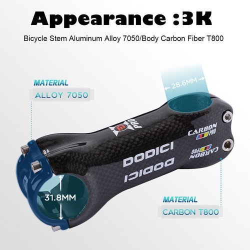 Road MTB Bike 6/17 Degree Carbon 3K Glossy 31.8MM Stem Bicycle Stems 70-120mm - Picture 3 of 23