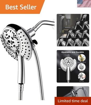 Modern Dual Shower System: Handheld & Rain Shower Head with 10 Spray Settings