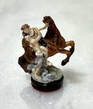 Dollhouse Resin Figurine Horse Ride Statue With Couple 1:12 Falcon Miniatures