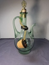 Vintage Italian Green Glass Wine Decanter w/ ...
