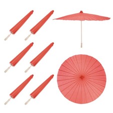 6 Pcs Paper Umbrellas ,33" Paper Parasol Umbrella for Craft,Red