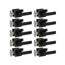 AIKKIL 10 Pack Black Door Handle Interior Privacy Door Levers Set, Keyless Sq...