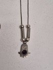 Sterling Silver Hamsa Necklace Modernist Artisan Minimal Hand of Fatima Vintage — photo 2