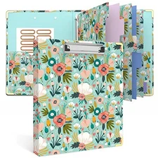 3 Ring Binder 1 Inch, Cute Round Ring Binders with 6 Tab Dividers, Labels 