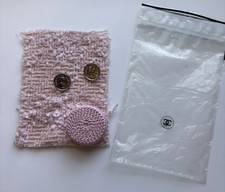 2 Authentic Chanel Buttons  Pink Fabric Swatch And Trim Swatch