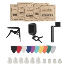 28PCS Black Ukulele Accessories Kit, Strings, Tuner, Picks, Capo, Winder, Fits