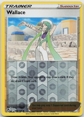 WALLACE 166/195 UNCOMMON SILVER TEMPEST POKEMON REVERSE HOLO NEAR MINT