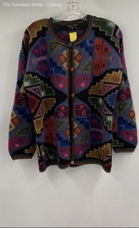 Artesanias Pachacutec Womens Multicolor Baby Alpaca Cardigan Sweater Size M/L