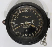 Chelsea Clock Co. U.S. Navy WWII 24 Hour Military Ship's Clock 1959 Vintage