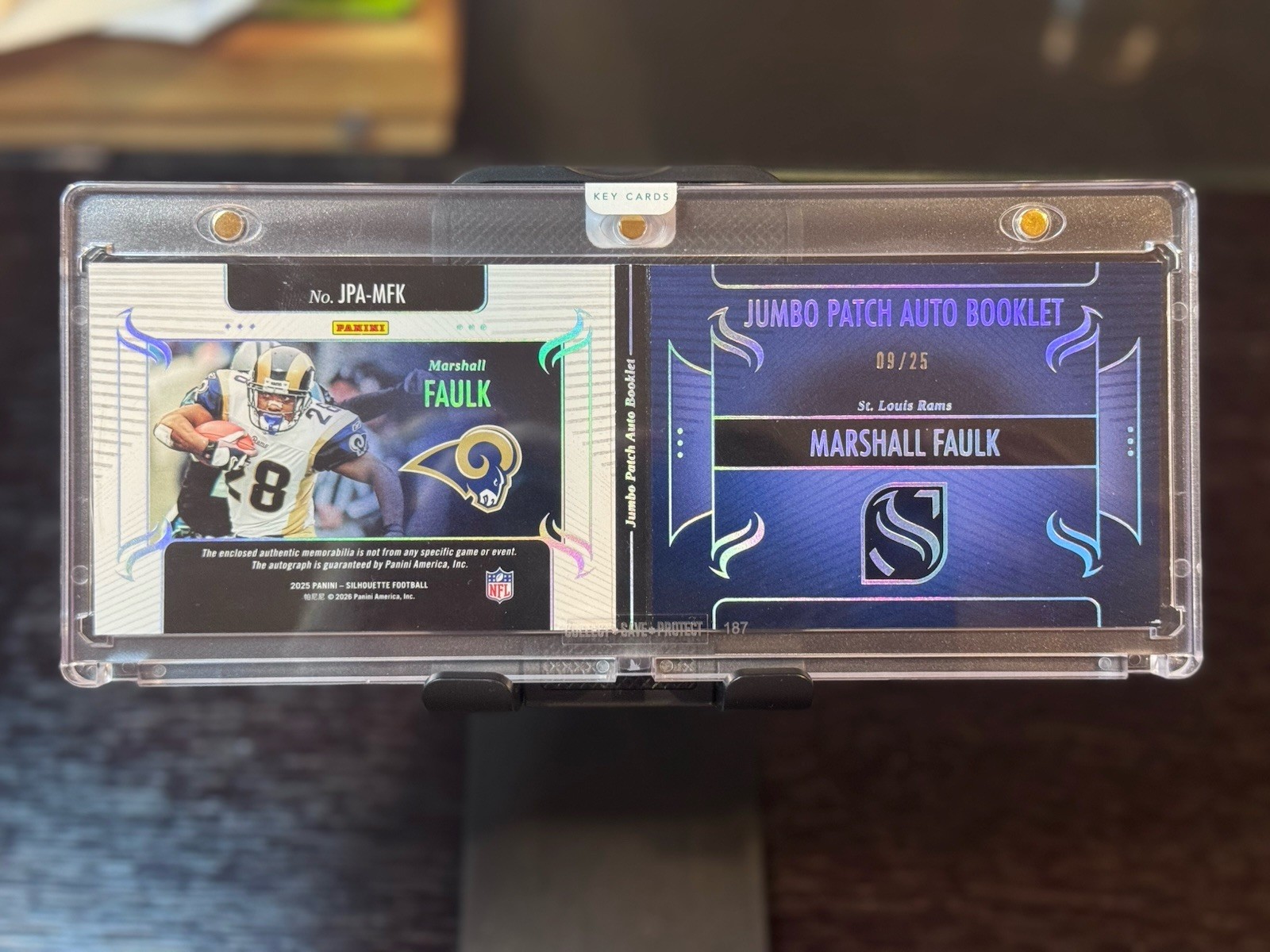 2025 Panini Silhouette • Marshall Faulk /25 PATCH AUTO Jumbo Booklet - Rams 🔥 view 4