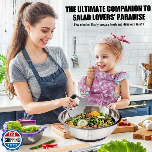 ZMCYNG Salad Chopper Bowl - Stainless Steel Salad Chopping Bowl, Salad Choppe - Picture 2 of 5